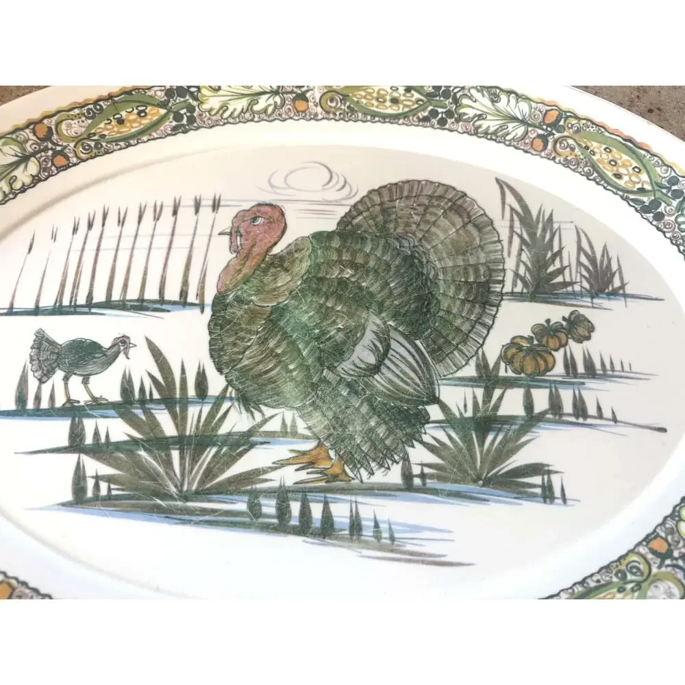 Vintage Brookpark 1521 Turkey Platter 21x15 Melamine Thanksgiving Serving Tray